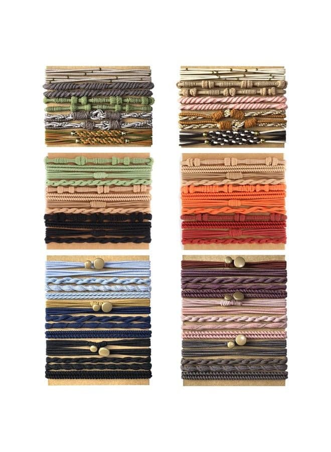 74Pcs Boho Hair Ties Bracelets for Women, Cute Hair Tie Elastices Bracelet for Thick Hair/Pony Tails, Soft Hair ties for Thick & Thin Hair, No Damage Hair, Dual-Use Hair ties Accessories