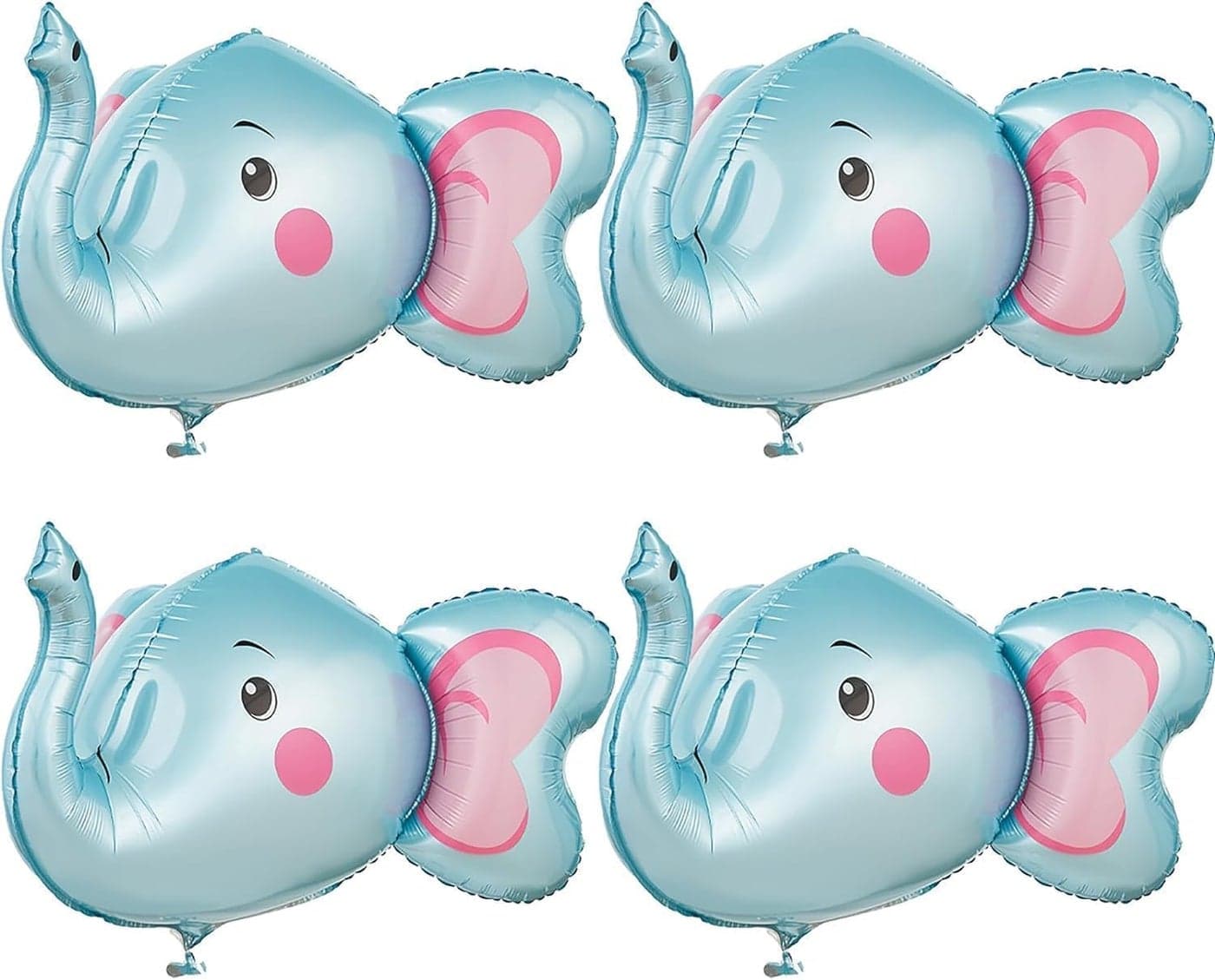 4 Pcs Grey Blue Elephant Balloons Foil Helium Balloons Elephant Head Shaped Animal Balloons for Jungle Forest Wildlife Theme Birthday Party Decorations Supplies Baby Shower