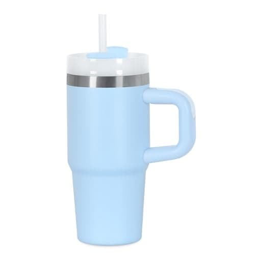 Muwnrol 14 Oz Tumbler with Handle and Straw for Kids, Stainless Steel Vacuum Insulated Tumbler Keep Cold Heat and Ice, Gifts for Children Cups (Sky Blue)