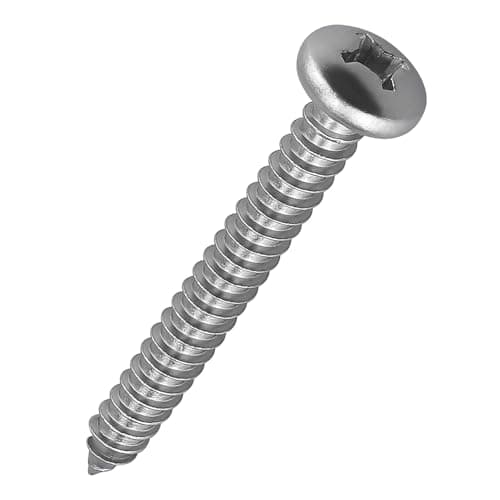 #6 x 1-1/2" (100 Pack) Stainless Steel Phillips Pan Head Wood Screws, Stainless Steel 304 (18-8), Pan Head Sheet Metal Screws Self Tapping for Wood