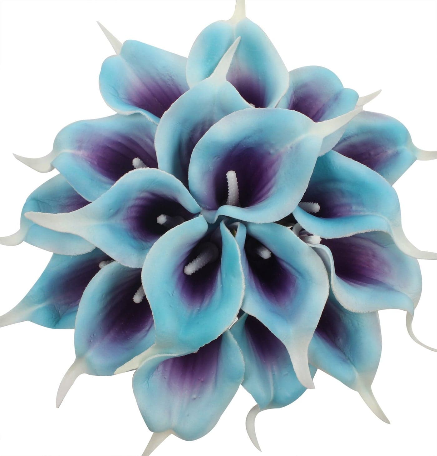 Duovlo 20pcs Calla Lily Bridal Wedding Bouquet Lataex Real Touch Artificial Flower Home Party Decor Purple in Blue