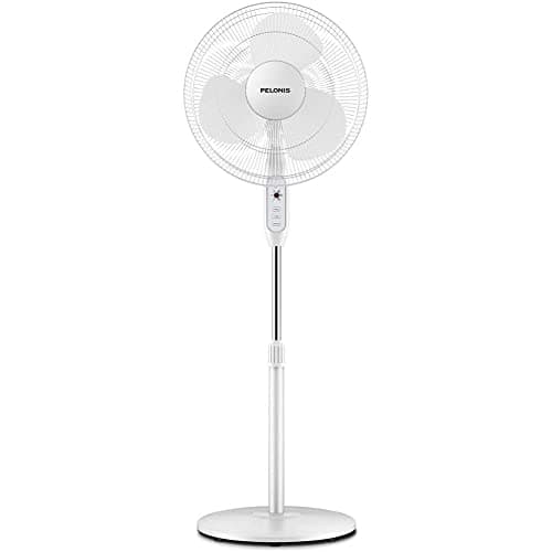 PELONIS 16 Pedestal Remote Control Oscillating Stand Up Fan 7Hour Timer 3Speed and Adjustable HeightElectric Cooling Fans for Home Office Bedroom Use