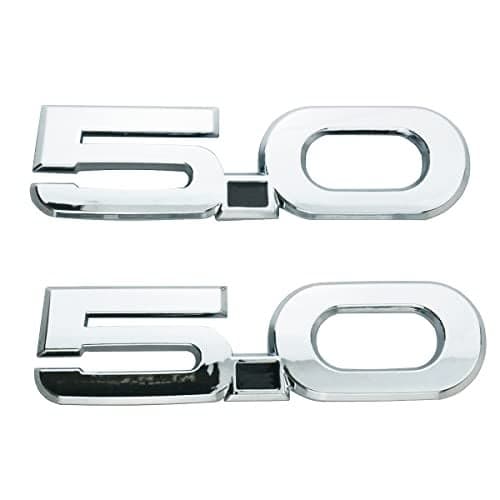 Pair Set 50 Emblem Door 3D Fender Side Badge Right Left Decals Stickers Replacement for 20152022 Latest Mustang GT 150 Silver Black
