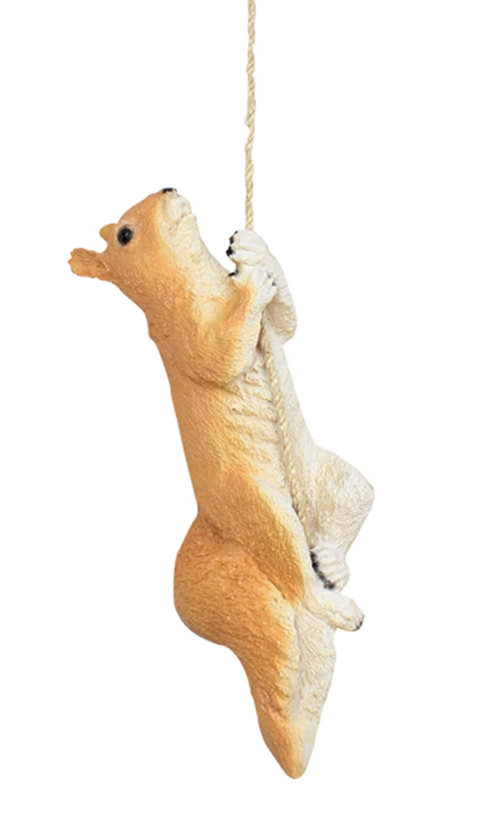 Wonderland Multicolour Resin Squirrel Climbing Rope Showpiece (L x B x H: 3.3 x 3.7 x 11.8 Inches, Rope: 17.5 Inches) - Decorative Garden & Home Ornament