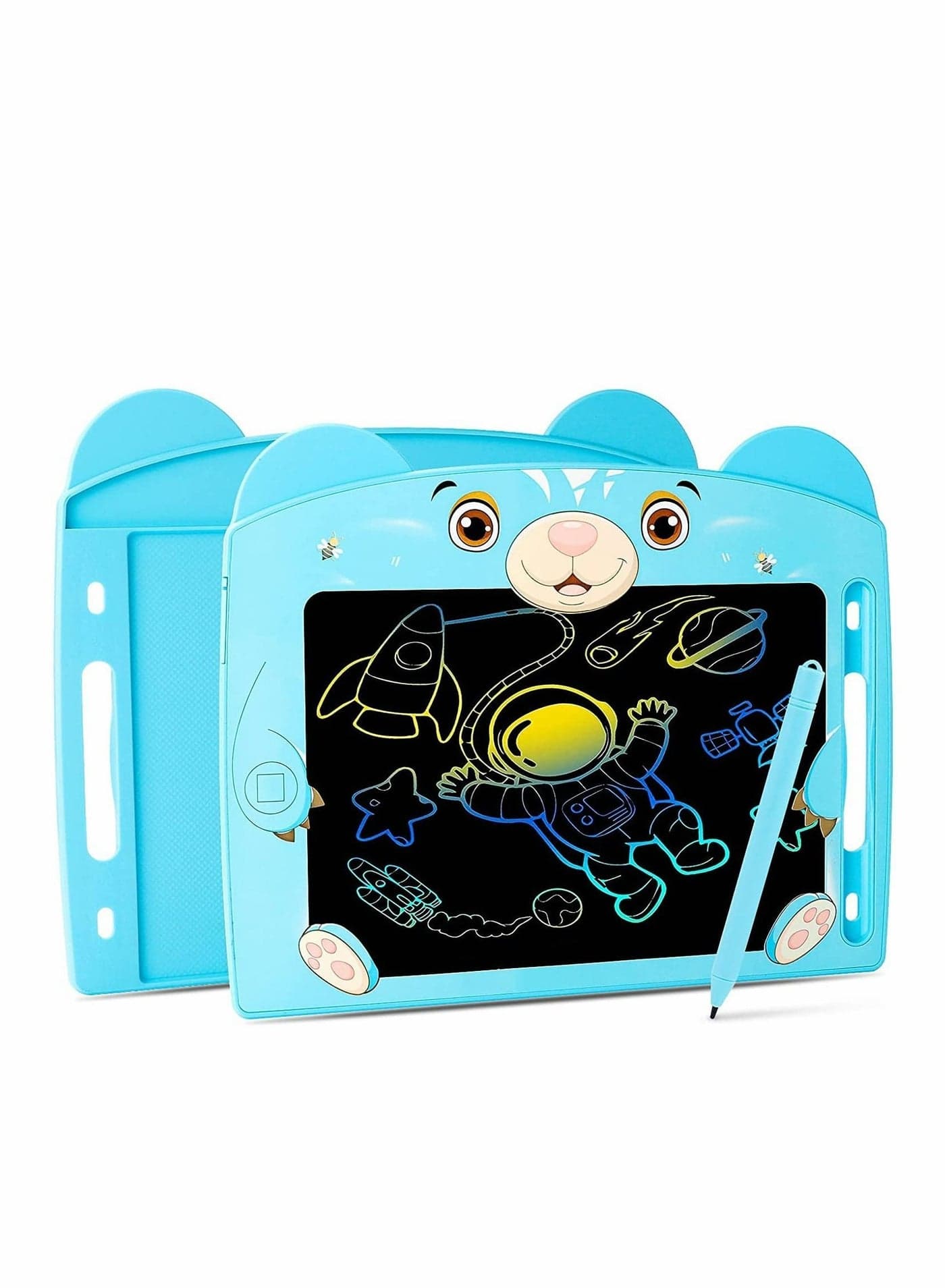 Doodle Board, LCD Writing Tablets with Lock Function 8.5 Inch Drawing Pad Colorful Screen Learning Board for Preschool Kids Educational Toys Erasable Blackboard (Bear Blue)