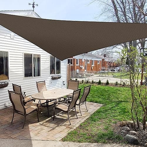 Windscreen4less 20' x 20' x 20' Sun Shade Sail Triangle Outdoor Canopy Cover UV Block for Backyard Porch Pergola Deck Garden Patio (Brown)