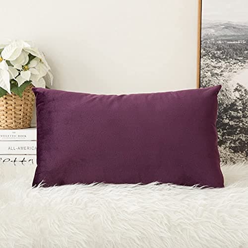 Khooti Velvet Cushion Cover, 8X12 Inches/20X30 Cm | Wine | Pack of 1 | Solid Plain Soft & Smooth, Decorative Cushion Covers for Living Room, Bedroom, Couches, Chairs, Sofas, Beds & Home Decor