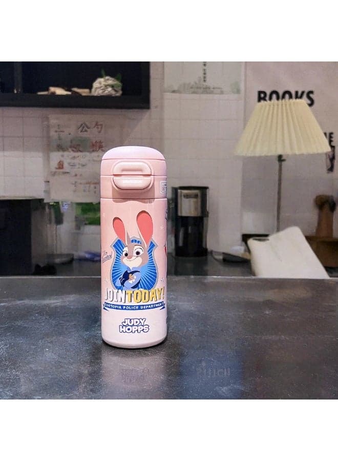 Zootopia Judy Hopps Dual-Opening Insulated Water Bottle Character Design Leak-Proof Thermos with Straw Direct Drink Options for Fans Daily Hydration