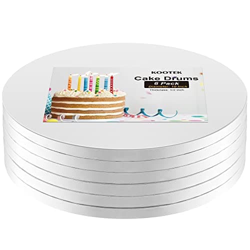 Kootek Cake Boards Drums 10 Inch Round 12 Thick Decorating Supplies White 6Pack Sturdy Corrugated Cardboard Base Base para Pastel