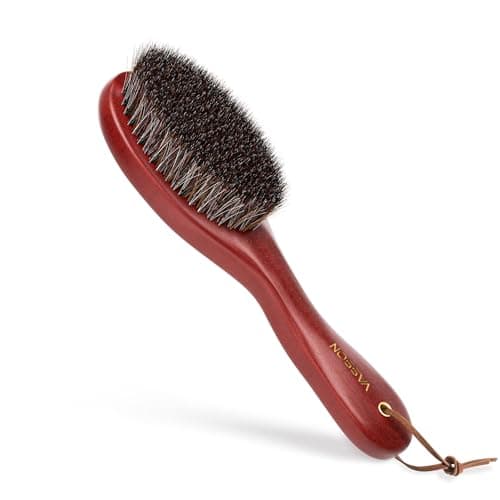 VASSON Clothes Brush, Pure Horse Bristle Garment Brush Removes Lint, Pet Hair, and debris from Jackets, Hats, Hoods, Couch - Solid Beech Wood Handle