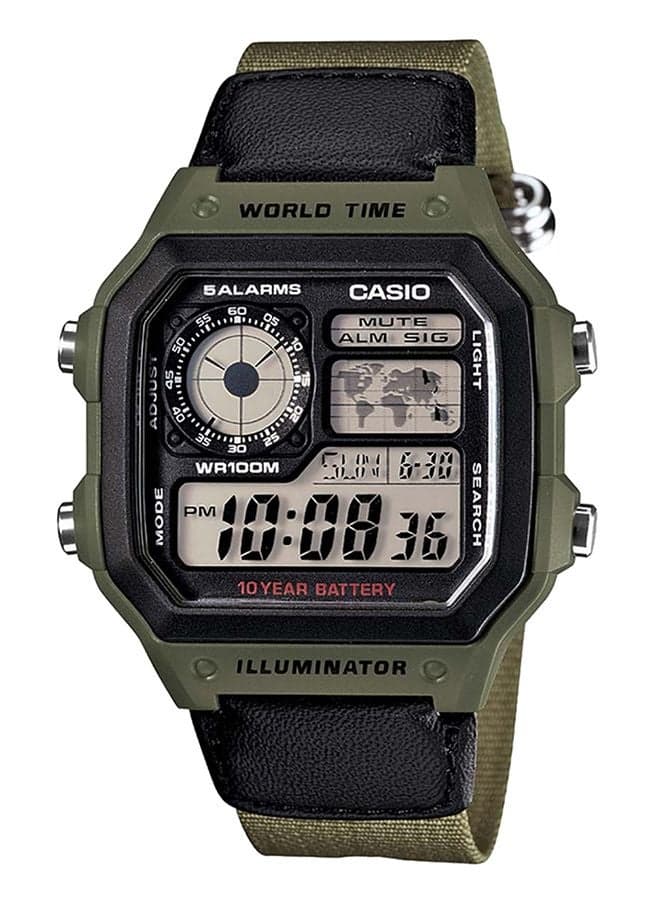 Boys Youth Series Quartz Digital Watch AE-1200WHB-3BVDF - 42 mm - Green/Black