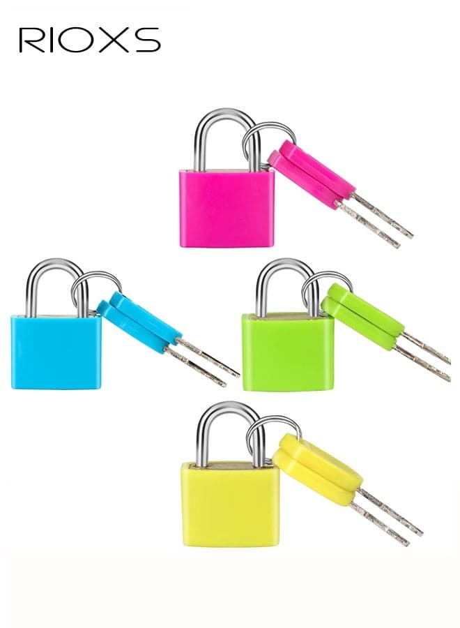 4 Pcs Suitcase Locks with Keys, Multicolor Mini Keyed Metal Padlock Luggage Padlocks, Plastic-Covered Copper Keyed Padlock for Suitcase, Backpack, Boxes, Laptop Bag