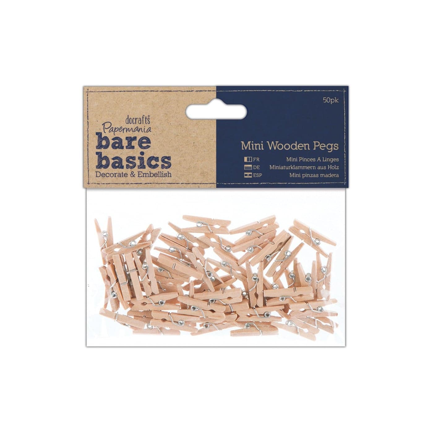 Papermania Wooden Natural Mini Pegs Pack Of 50 For Paper Craft Decoration Home Art Decor Wedding Tiny Craft Essentials