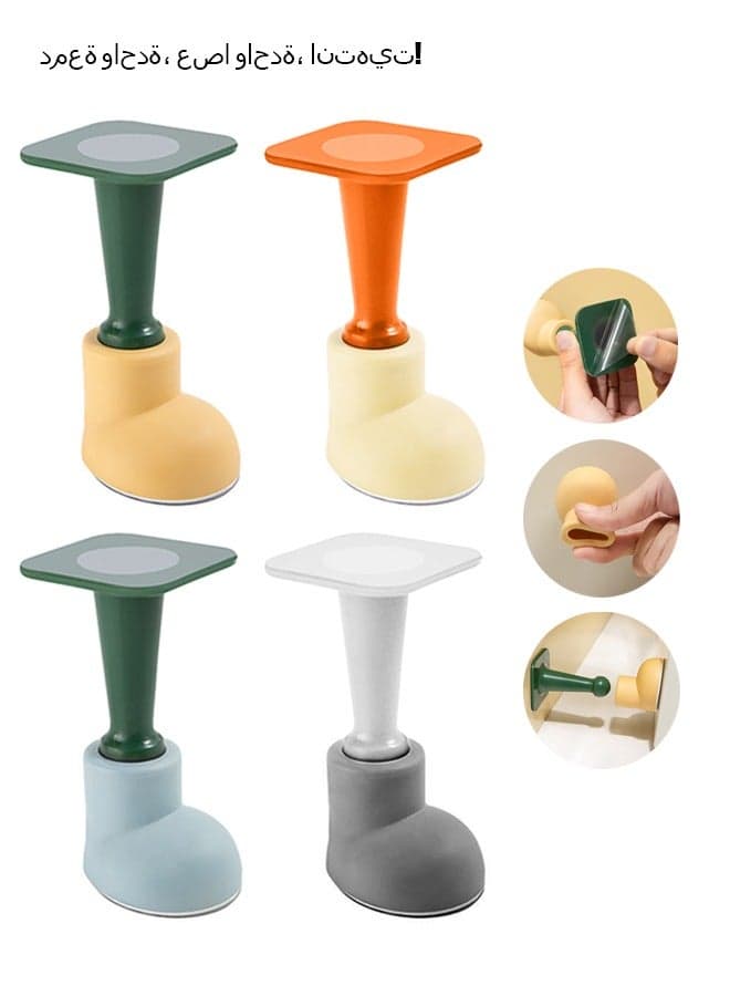 4 Pcs Door Stopper Set, TPR Door Bumpers with Strong Adhesive, Shock Absorbent and Discreet Wall Protectors from Door Knobs (Colorful)