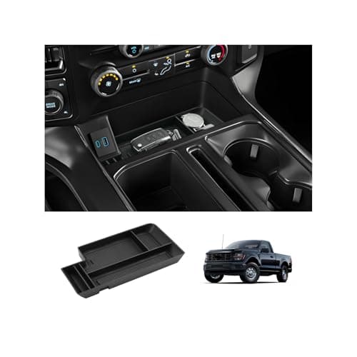 LUWU Center Console Organizer for 2021-2024 2025 Ford F150 & 2022-2024 F150 Lightning XLT Hidden Storage Tray Lower Storage Box 2025 F150 Accessories Fits into The Open Pocket in Front of The Shifter