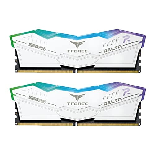 TEAMGROUP TForce Delta RGB DDR5 Ram 32GB Kit 2x16GB 7200MHz PC557600 CL34 Desktop Memory Module Ram White for 600 Series Chipset FF4D532G7200HC34ADC01