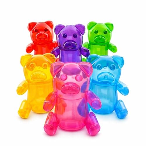 4Es Novelty Inflatable Gummy Bears Huge 24 Pack of 6 Unique Blow Up Pool Toys for Kids Candyland Themed Birthday Party Decorations Supplies