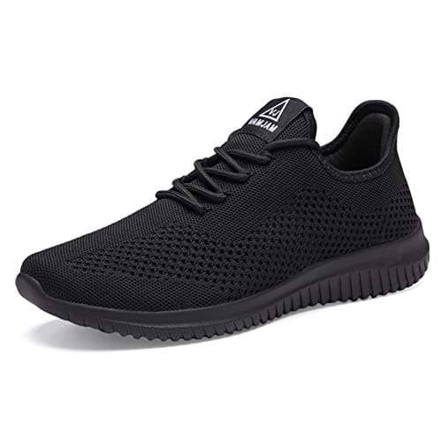 VAMJAM Men's Running Shoes Ultra Lightweight Breathable Walking Shoes Non Slip Athletic Fashion Sneakers Mesh Workout Casual Sports Shoes All Black Size 11.5