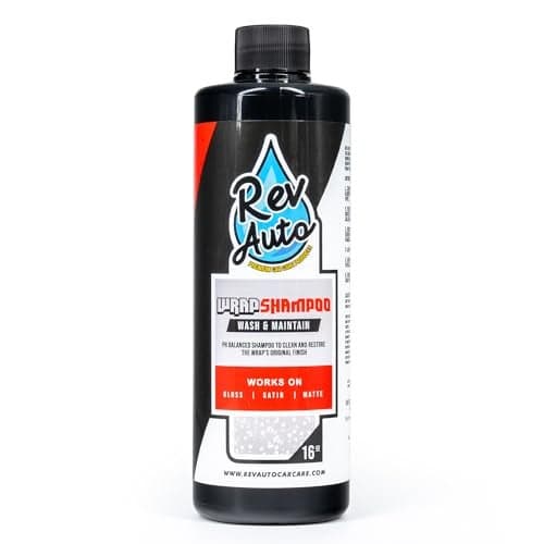 Rev Auto Wrap Shampoo - Vinyl Wrap Car Wash Soap for Foam Cannons & Bucket Washes | High-Foaming, pH-Balanced Car Soap | Safe for Gloss, Satin, Matte, Printed, Chrome & More - (16 Fl Oz)