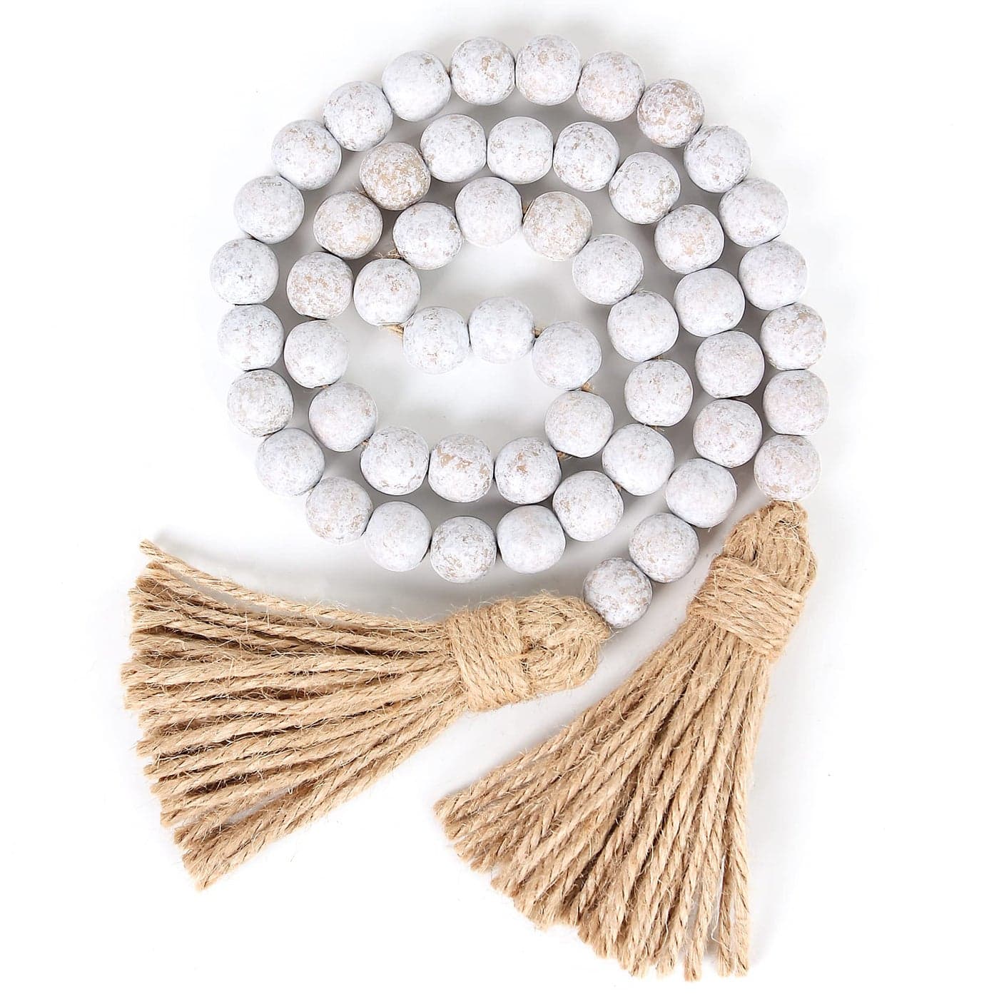 Wood Bead Garland Farmhouse Beads with TasselsFarmhouse Tassel Garland Country Wall Hanging Decor Prayer Beads39 inches
