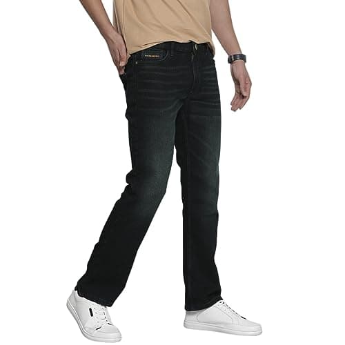 The Indian Garage Co Men Bootcut Solid Mid-Rise Stretchable Mid Rise Jeans Blue