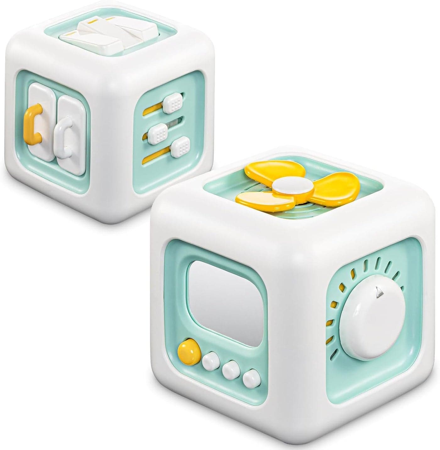 TEC TAVAKKAL Montessori 6 in 1 Baby Sensory Toys for Kids - Educational Learning Shape Sorter Activity Stackable Blocks - Interactive Fine Motor Skill Development 1 Peice (Green)