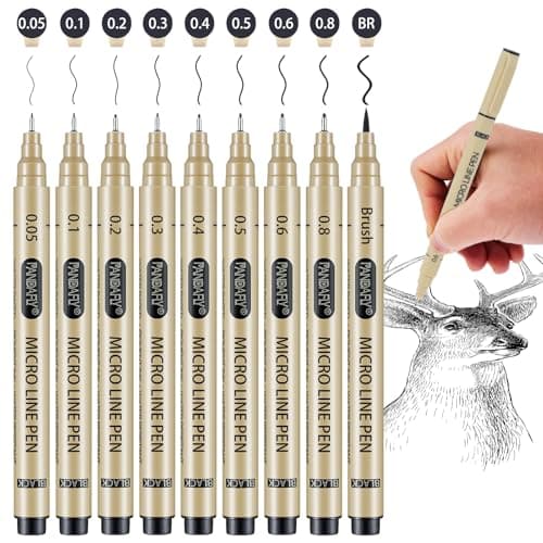 PANDAFLY MicroPen Fineliner Pens 10 Size Fine Point Black Archival Ink Pens Waterproof Multiliner Pen for Artist Illustration Sketching Art Drawing Anime Manga DIY Gifts Projects