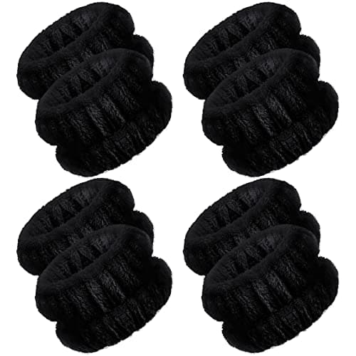 Chuangdi 4 Pairs Wrist Bands for Washing Face Wrist Spa Microfiber Wash Towel Band Scrunchies Absorbent Wristbands Sweatband for Women Prevent Liquid from SpillingBlack