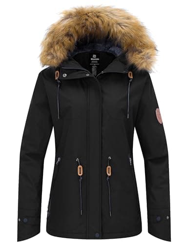 wantdo Women's Mountain Snowboard Jacket Winter Snow Coats Waterproof Skiing Outerwear Black XL