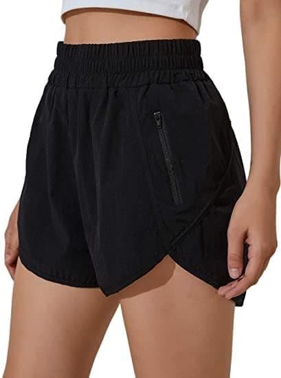 Oysters Women’s Workout Shorts with Zip Pocket Quick-Dry Athletic Shorts (in, Alpha, XL, Black)