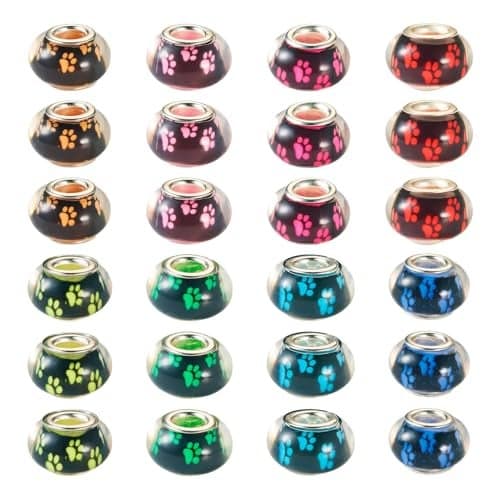 BB Beadthoven 50Pcs Mixed Color Dog Paw Print Resin Rondelle Spacer Beads for DIY Crafts Jewelry Making Necklace Bracelet Fairy Wands