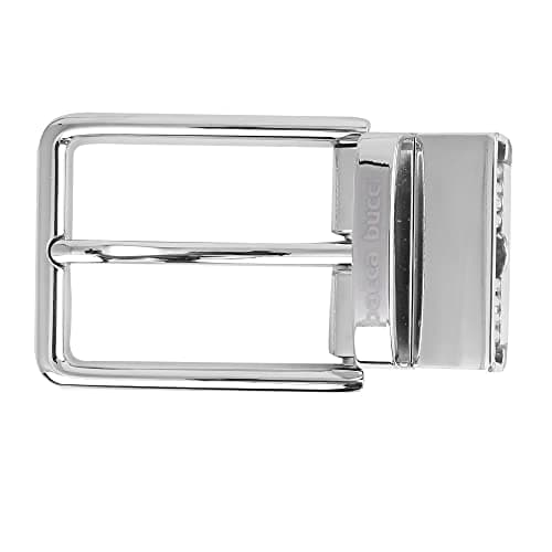 Bacca Bucci 35 MM Nickle Free Reversible Clamp Belt Buckle with Branding (Buckle only) -1049 Silver