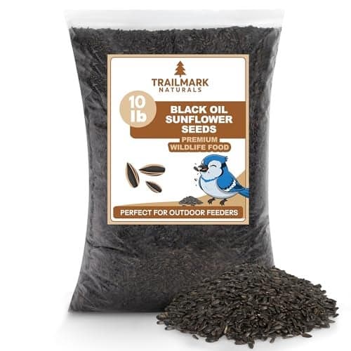 TRAILMARK NATURALS - 10 Pound Black Oil Sunflower Seeds for Birds – Premium Wildlife Food – Non - GMO -Grown in the USA - Black Oil Sunflower Seeds for Wild Animals and Backyard Feeders