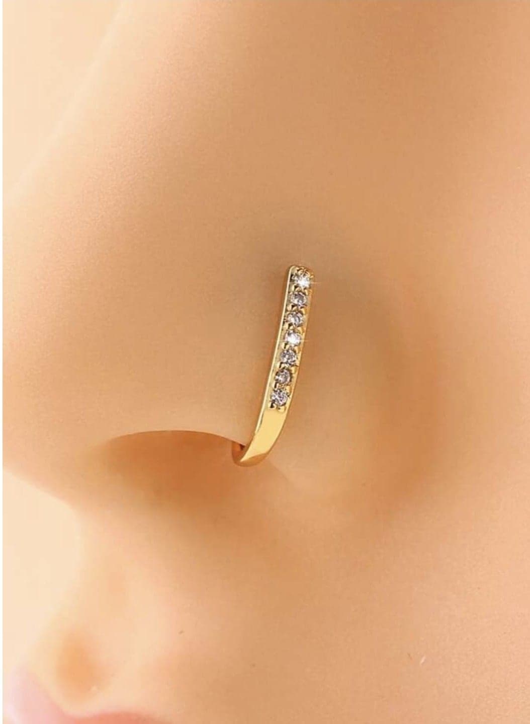 Rhinestone Decor Nose Ring for Women, Non Pierced Punk, New Fashion Body Jewelry Suitable for All Parties and Occasions