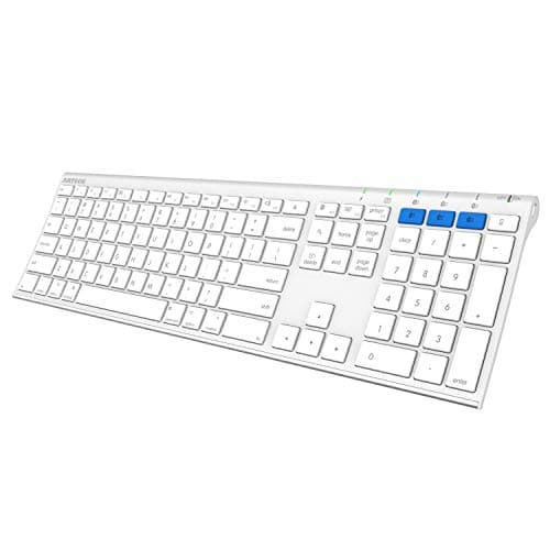 Arteck Bluetooth Keyboard for Mac iPad Multi-Device Stainless Steel Full Size Wireless Keyboard Compatible with iPad, iMac, Mac mini, MacBook, iPhone Built-in Rechargeable Battery