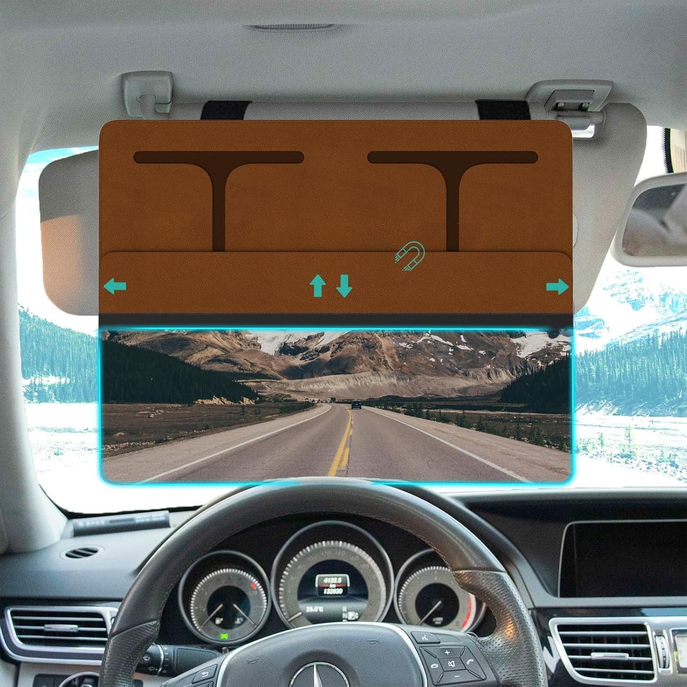 NAZZO Car Visor Extender Polarized - Sun Blocker and Anti-Glare Removable Lens, Brown