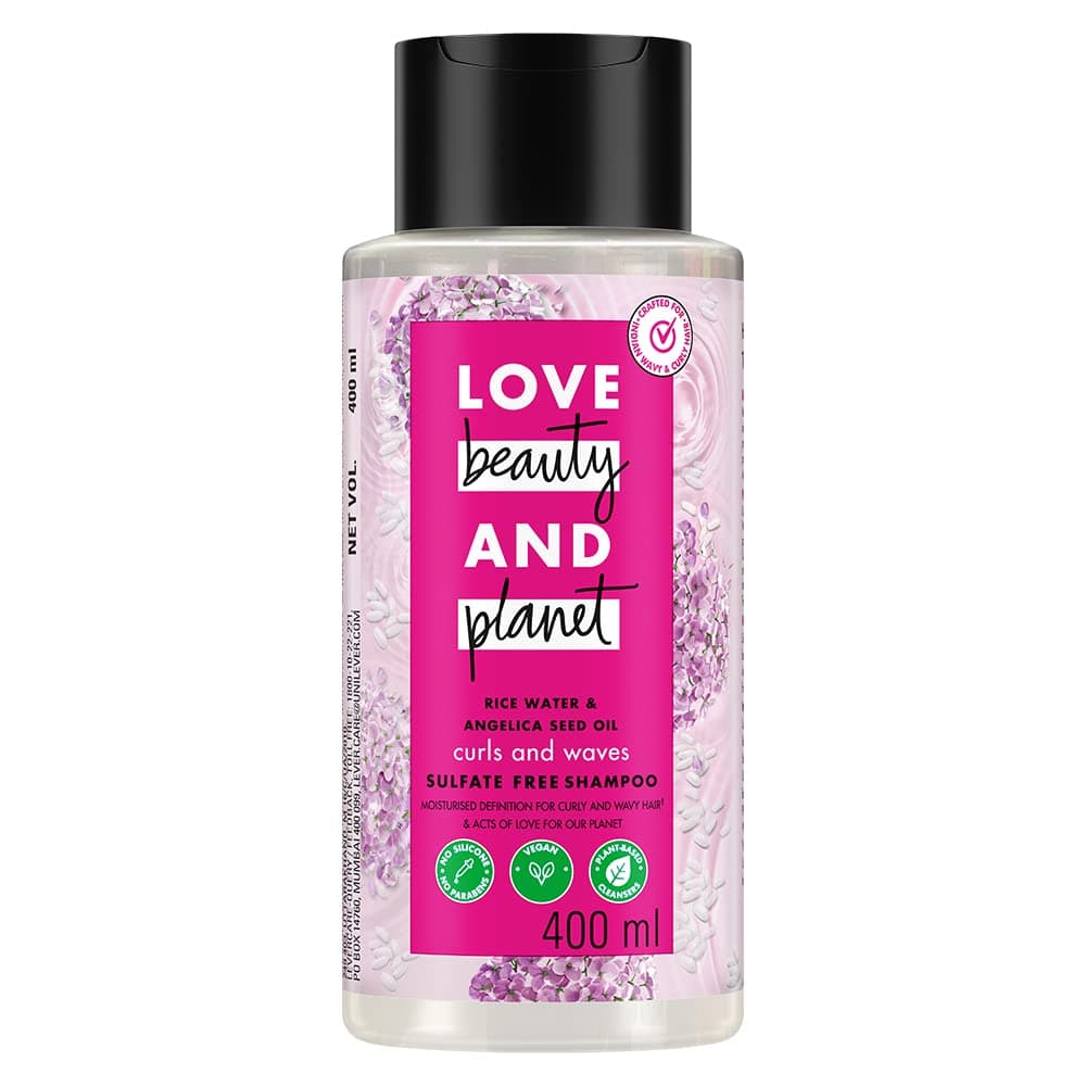 Love Beauty And Planet Rice Water Angelica Seed Oil SiliconeFree Curl Waves Shampoo No Parabens No Sulfates Angelica Essential Oil 400ml