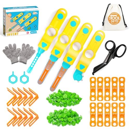 SpringFlower Cardboard Cutter for Kids 129 PCS Cardboard Tools for Kids STEM Educational Construction Kit Toys for Boys Girls DIY Safe Cutting Creative Craft Kit Gift Birthday for Boys Girls
