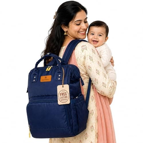 Motherly BudgetBee Diaper Bag for Mothers for Travel, Maternity Bag for Newborn Baby, Mother Travelling Bag, Multiple Pocket Water Resistant Hospital Bag for mom(Navy Blue)