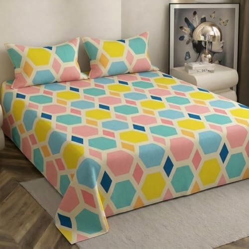 COZY FURNISH Soft Brushed Microfiber Cotton Double Bedsheet with 2 Pillow Covers,Bedsheet 90X100(in) Pillow Covers 17X27(in) Bedsheet for Double Bed (Pink)