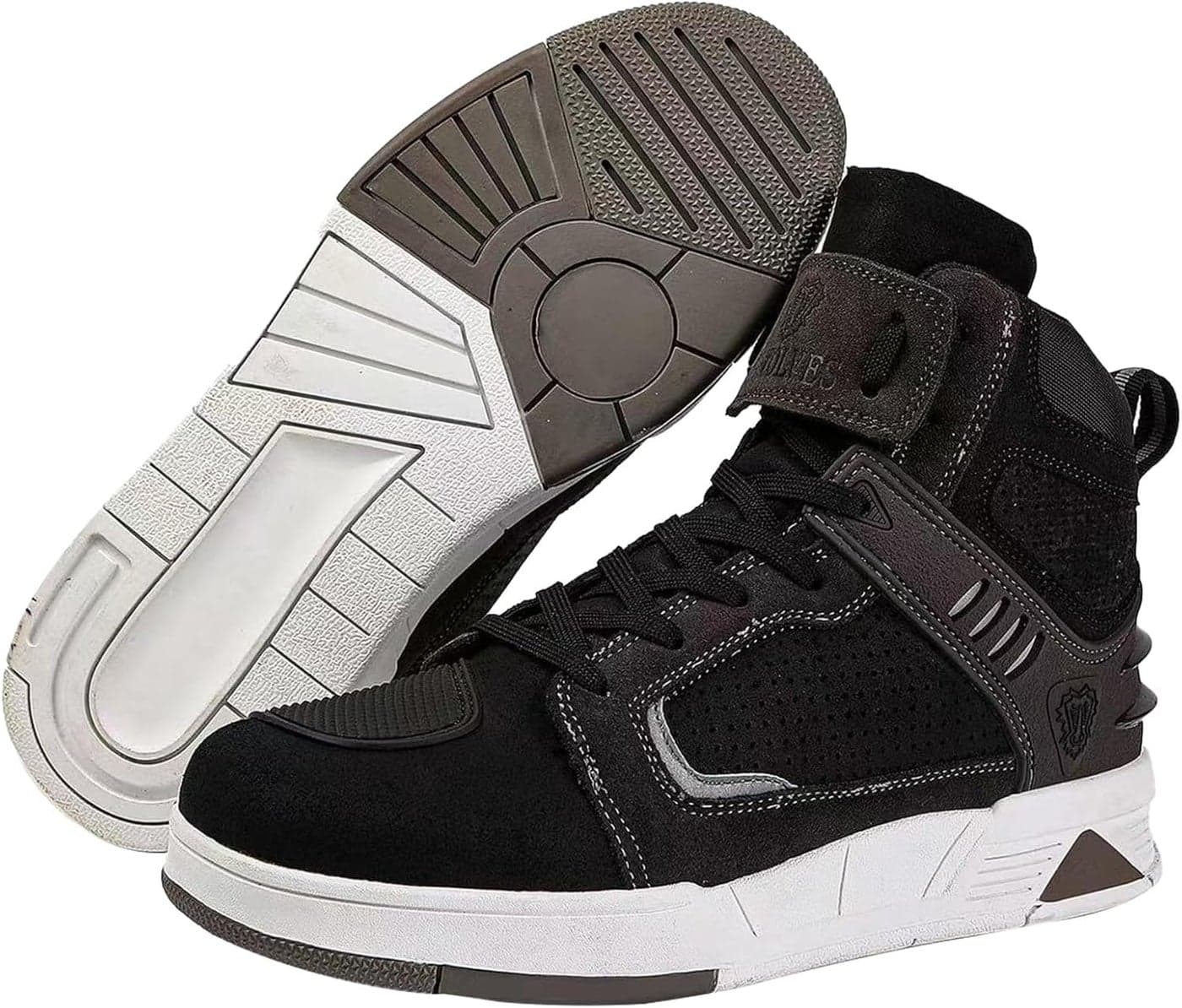 Bofucn Motorcycle Leather Boots - Black/Grey, Unisex, Size 11 Men/12.5 Women