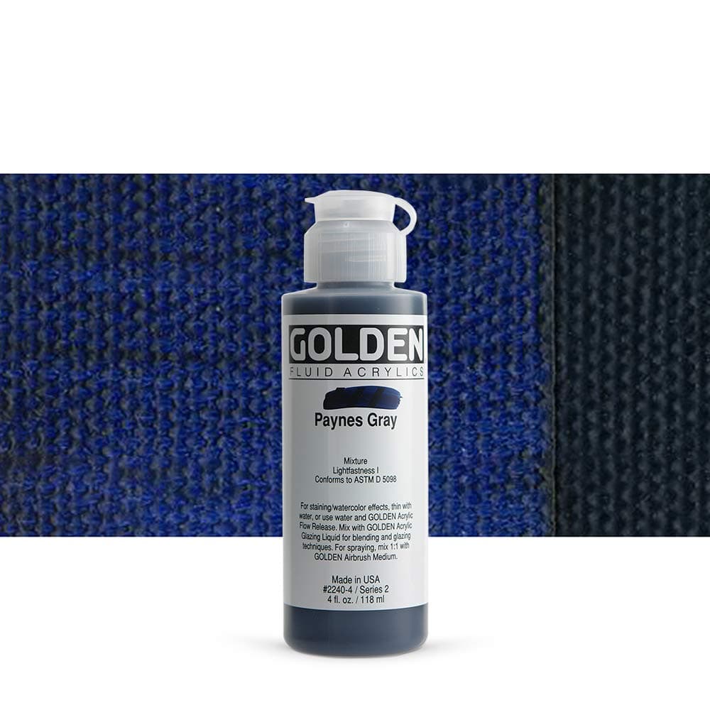 Fluid Acrylics by GOLDEN Paynes Gray 4 fl oz Bottle Professional Acrylic Paint SemiTransparent