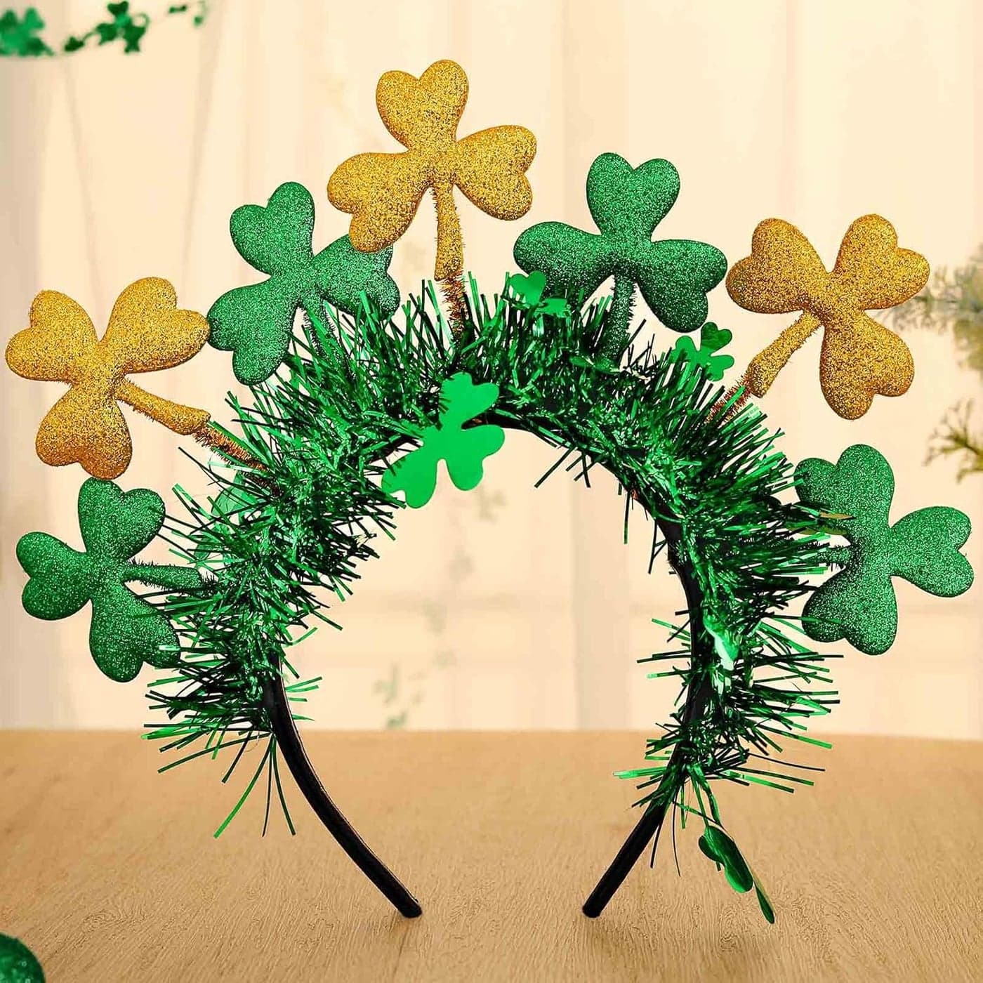 Olbye StPatricks Day Headband Shamrock Green Hairband Glitter Clover Headbands Irish Costume Hair Accessories for Women