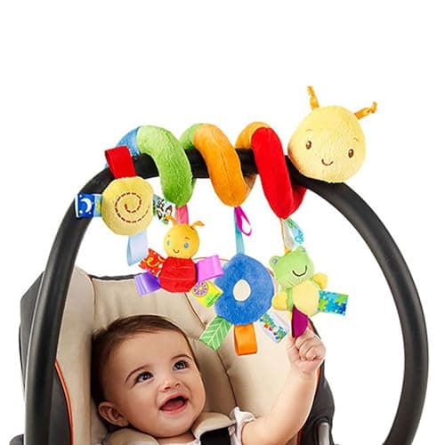 YUISI Caterpillar Crib Toys Stroller Soft Plush Toys Spiral Colorful Baby Toy for 6 to 12 Months, Can Stimulate Early Visual and Brain Development in Newborns