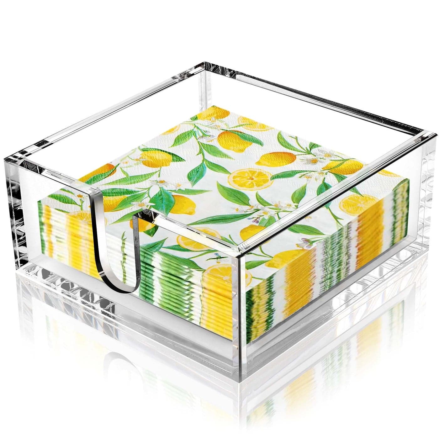 LotFancy Napkin Holder Acrylic Cocktail Napkin Holder for 5 x 5 inch Napkin Clear Paper Holder for Table Kitchen Bar Party Square Tissue Dispenser Napkin Caddy for Bathroom