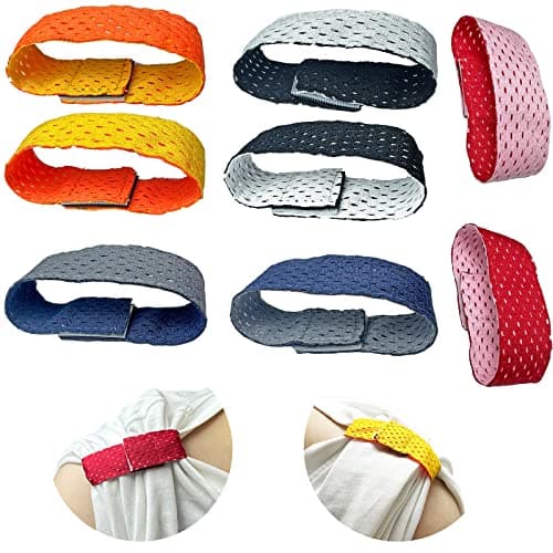 Prriudy 4 Pairs 8 Colors Jersey Sleeve Bands Soccer Softball Sleeve Holders Sleeve Ties Sports Sleeve Straps with Hook and Loop Fasteners (Style 1, 4 Pairs 8 Colors)