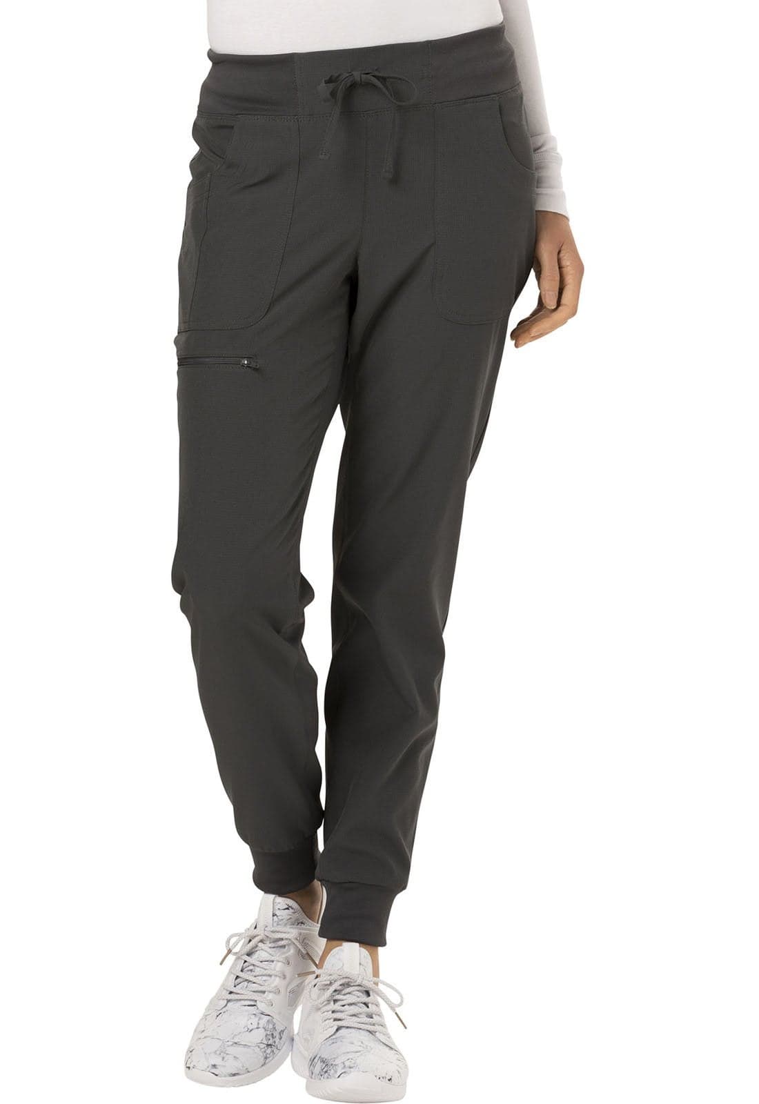 HeartSoul Women's Medical Scrub Jogger Pants Contemporary fit Drawstring Waistband Jogger with 5 Pockets - HS030, S, Pewter -