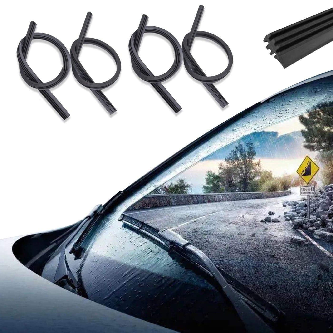 Middrivr 4Pcs Windshield Wiper Blades Refills DIY Frameless Window Boneless Insert Silicone Strips Automotive Replacement Windshield Wiper Blades for Most Vehicles 28 INCH