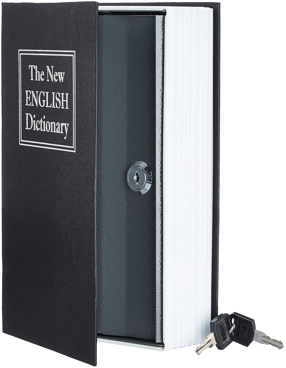 Khakhi Metal Book Locker Dictionary Safe Vault with Key Lock Hidden Secret Book Safe Vault Jewelry Money Cash Box Assorted Colour