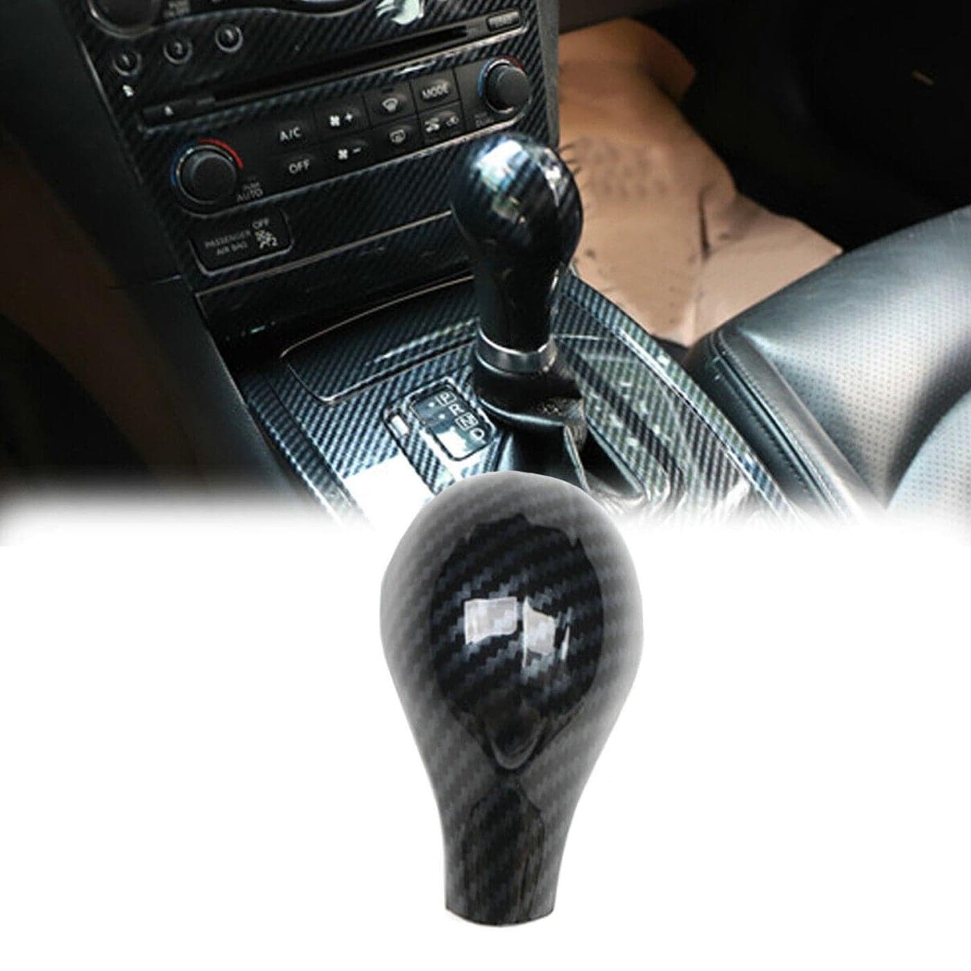 YUNHECAM Carbon Fiber Gear Shift Knob Cover Trim Compatible with Infiniti G25 G35 G37 20072013 Accessories Interior Center Console Shifter Head Cove Trim